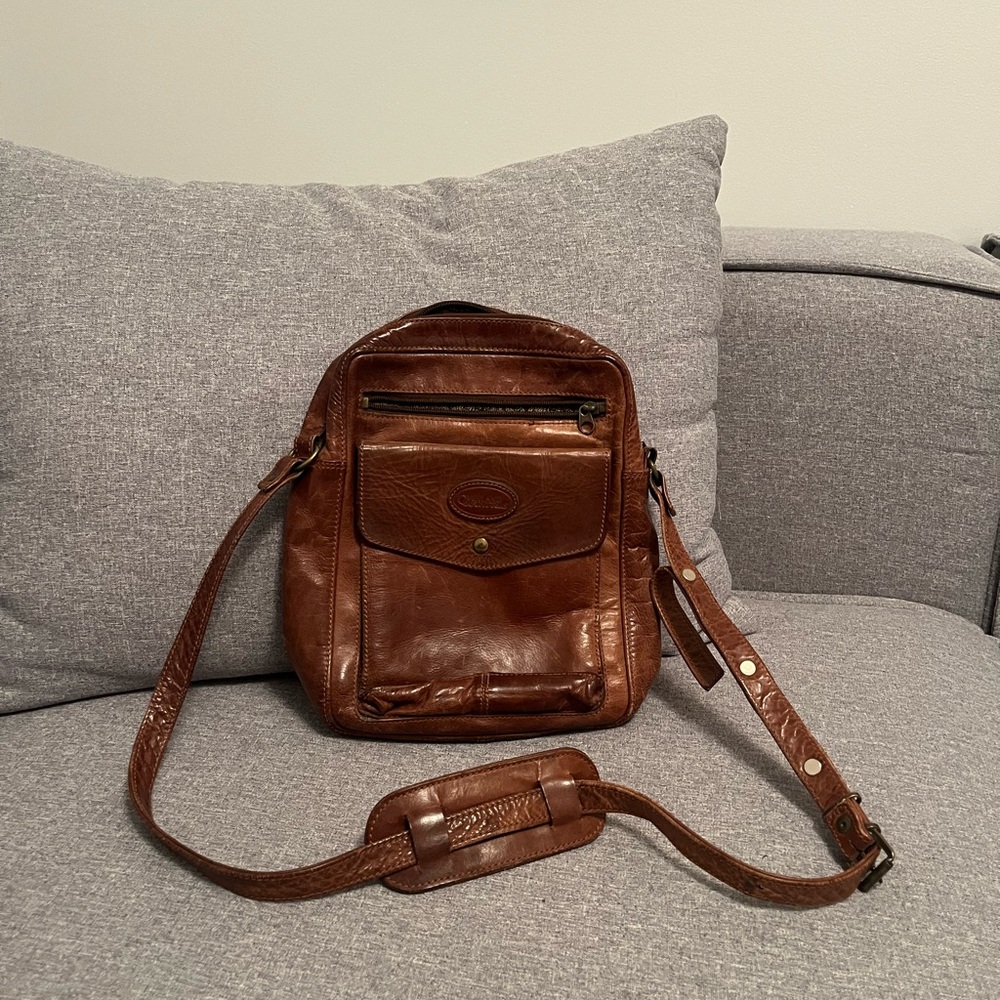 Unique Vintage Brown Leather Messenger Bag